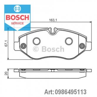 Колодки гальмівні дискові BOSCH 0 986 495 113 (фото 1)