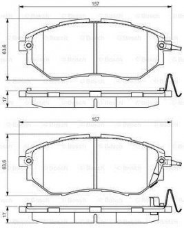 Колодки гальмівні (передні) Subaru Forester/Legacy/Impreza 03- (Akebono) BOSCH 0986495156