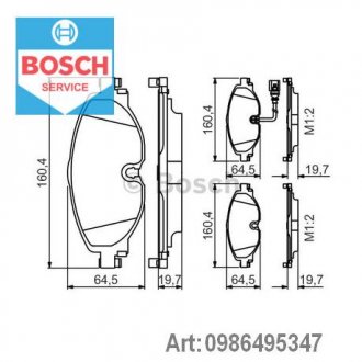 Комплект тормозных колодок, дисковый тормоз BOSCH 0986495347