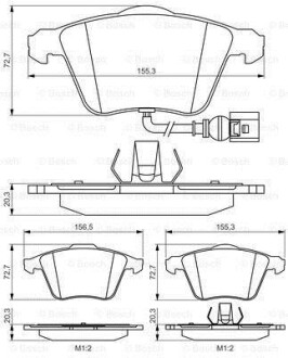 Фото автозапчасти тормозные колодки перед. AUDI A3/TT VW Golf V, Passat 05- SEAT Leon (с датч.) BOSCH 0986495356