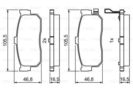 Фото автозапчасти тормозные колодки задн. NISSAN Almera 00- Maxima QX 00- BOSCH 0986495387