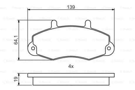 Фото автозапчастини ford тормозные колодки перед. transit 91- BOSCH 0986495484 (фото 1)