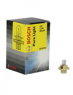 Лампочка (коробка 10шт) PBX4 12В 1,5Вт BX8,4D для панелі приладів Pure Light BOSCH 1 987 302 255/10 (фото 1)