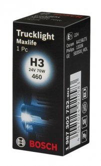 Лампочка (коробка 1шт) H3 24В 70Вт PK22S Trucklight Maxlife BOSCH 1 987 302 732