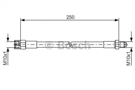 Тормозной шланг, задний левая/правая (длина 250мм, M10x1/M10x1) AUDI 80 B2, 80 B3, 90 B2, 90 B3, COUPE B2, COUPE B3, QUATTRO 1.8-2.8 07.80-1 BOSCH 1987476009 (фото 1)