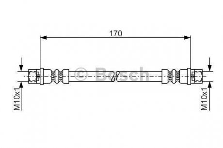 Тормозной шланг, задний левая/правая (длина 170мм, M10x1/M10x1) AUDI A6 1.8-3.0 12.95-01.05 BOSCH 1987476010