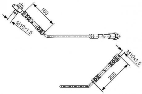 Тормозной шланг, задний левая (длина 417мм/264мм, диаметр 10мм, M10x1/M10x1,5) BMW X5 (E53) 3.0-4.8 01.00-10.06 BOSCH 1987476054 (фото 1)