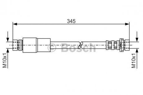 Тормозной шланг, задний левая/правая (длина 345мм, M10x1/M10x1) FORD FUSION 1.25-1.6D 08.02-12.12 BOSCH 1 987 476 058 (фото 1)