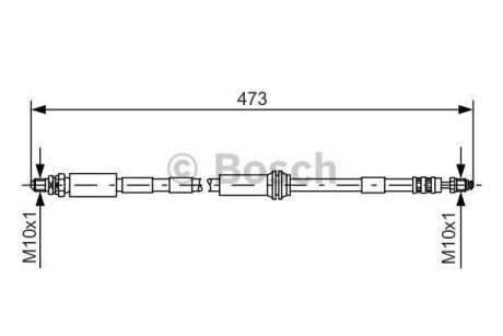 Фото автозапчасти тормозной шланг, передняя левая (длина 473мм, M10x1/M10x1) FORD KA 1.3 09.96-11.08 BOSCH 1 987 476 066 (фото 1)