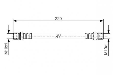 Тормозной шланг, задний левая/правая (длина 220мм, M10x1/M10x1) DAEWOO LANOS 1.3/1.5/1.6 02.97- BOSCH 1 987 476 090 (фото 1)