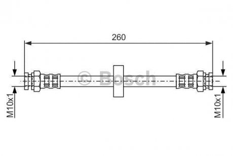 Тормозной шланг, задний левая/правая (длина 240мм, диаметр 10мм, M10x1/M10x1) FIAT PALIO, SIENA 1.2-1.9D 04.96- BOSCH 1 987 476 092