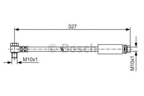 Гальмівний шланг, задній ліва/права (довжина 327мм, 10мм, M10x1/M10x1) FORD MONDEO II 1.6-2.5 08.96-09.00 BOSCH 1987476098