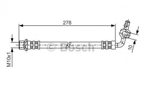 Тормозной шланг, задний левая (длина 278мм, 12мм, M10x1, кожух) TOYOTA RAV 4 I, RAV 4 II 1.8/2.0/2.0D BOSCH 1 987 476 113 (фото 1)