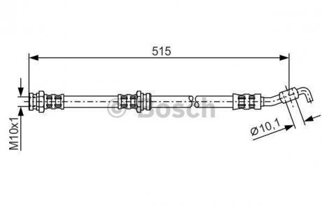 Тормозной шланг, задний левая/правая (длина 508мм, диаметр 10,2мм, M10x1, ABS, кожух) MAZDA 323F VI, 323V, 626V, PREMACY 1.6-2.0D 02.98-0. BOSCH 1987476114 (фото 1)