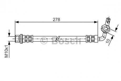 Гальмівний шланг, задній права (довжина 278мм, M10x1, кожух) TOYOTA RAV 4 I, RAV 4 II 1.8/2.0/2.0D 06.94-11.05 BOSCH 1 987 476 127 (фото 1)