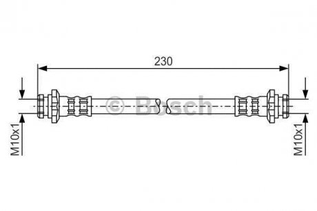 Гальмівний шланг, задній ліва/права (довжина 230мм, 10мм, M10x1/M10x1, (без ABS)) NISSAN MICRA II 1.0-1.5D 08.92-02.03 BOSCH 1 987 476 137 (фото 1)