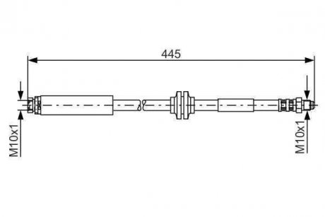Тормозной шланг, задний левая/правая (длина 417мм, M10x1/M10x1) FORD C-MAX, FOCUS II-1.4-2.5 10.03-09. BOSCH 1987476180