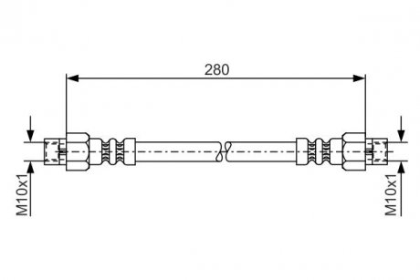 Тормозной шланг, задний левая/правая (длина 280мм, M10x1/M10x1) MERCEDES S(C126), S(W116), S(W126), SL(R107) BOSCH 1987476234