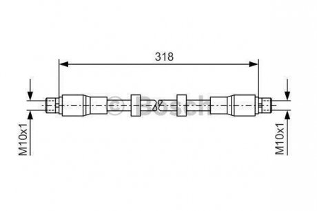 Тормозной шланг, передняя левая/правая (длина 318мм, M10x1/M10x1) AUDI A6 ALLROAD C6, A6 C6 2.0-5.2 05.04-08.11 BOSCH 1987476247