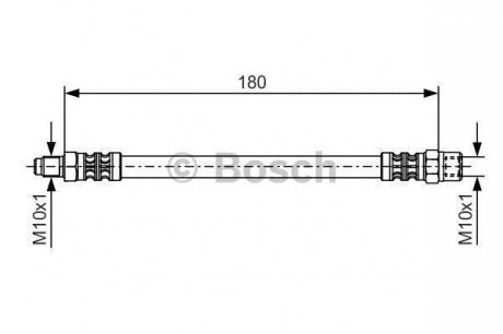 Гальмівний шланг, задній ліва/права (довжина 180мм, M10x1/M10x1) AUDI A6 C4 1.8-2.8 06.94-12.97 BOSCH 1987476302