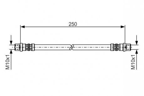 Тормозной шланг, задний левая/правая/(длина 250мм, M10x1/M10x1) BOSCH 1 987 476 309 (фото 1)