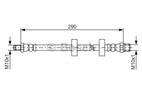Тормозной шланг, передняя левая/правая (длина 290мм, M10x1/M10x1) DERBY, POLO, POLO CLASSIC 0.9-1.4D BOSCH 1987476334 (фото 1)