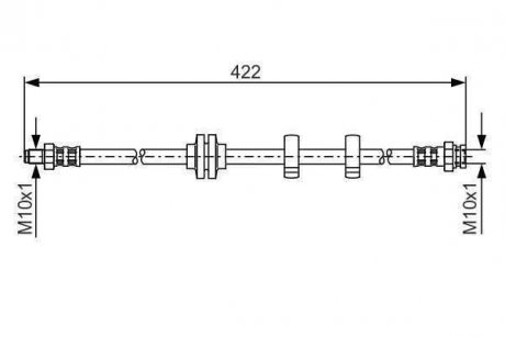 Гальмівний шланг, передня ліва/права (довжина 422мм, M10x1/M10x1) ALFA ROMEO 147, 156, GT 1.6-2.0 01.01-09.10 BOSCH 1987476346 (фото 1)