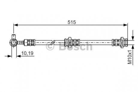 Гальмівний шланг, передня ліва (довжина 515мм, M10x1, кожух) NISSAN X-TRAIL 2.0/2.2D/2.5 07.01-01.13 BOSCH 1 987 476 378