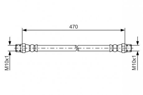 Гальмівний шланг, передня ліва/права (довжина 470мм, M10x1/M10x1) MERCEDES SPRINTER 4-T (904), T1 (601), T1 (601, 611), T1 (602), T1/TN, T2/LN1, VARIO 2.1D-4.3D 04.77- BOSCH 1987476392 (фото 1)