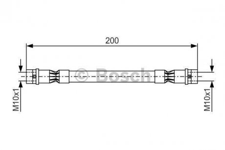 Тормозной шланг, задний левая/правая (длина 200мм, M10x1/M10x1) AUDI 80 1.6-2.8 09.91-01.96 BOSCH 1987476402