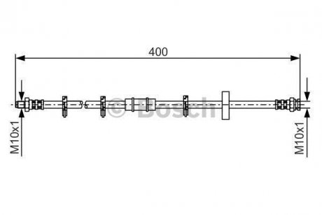 Тормозной шланг, передняя левая/правая (длина 410мм, 10мм, M10x1/M10x1) FIAT UNO 0.9-1.4 03.83-06.06 BOSCH 1 987 476 413