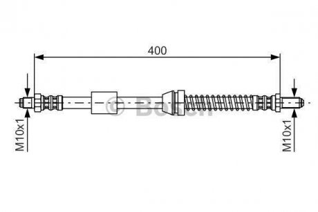 Тормозной шланг, передняя левая/правая (длина 400мм, M10x1/M10x1) FORD FIESTA, FIESTA III, FIESTA/MINIVAN 1.1-1.8D BOSCH 1987476441