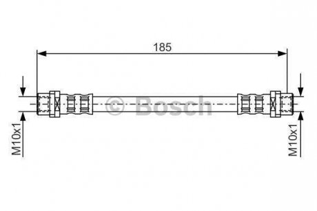 Гальмівний шланг вигнута задній ліва/права (довжина 164мм, M10x1/M10x1) AUDI 80 B3, 80 B4, A4 B5, A6 C5 1.8-2.8 09.86-01.05 BOSCH 1987476458