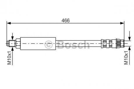 Тормозной шланг, передняя левая/правая (длина 445мм, M10x1/M10x1, (без ABS)) RENAULT 25, ESPACE II, TRAFIC 1.4-2.8 03.80-12.96 BOSCH 1 987 476 492 (фото 1)