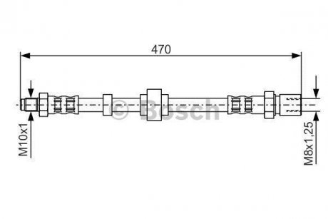 Гальмівний шланг, передня ліва/права (довжина 430мм, M10x1/M8x1,25) CITROEN BX, ZX 1.1-1.9D 09.82-10.97 BOSCH 1 987 476 524 (фото 1)