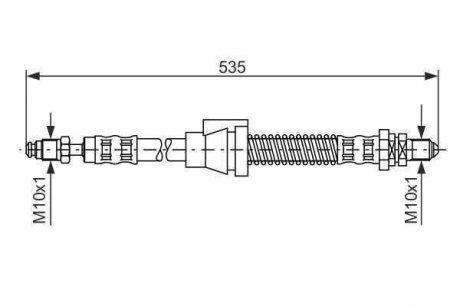 Тормозной шланг, передняя левая (длина 535мм, M10x1/M10x1) FORD KA 1.3 09.96-11.08 BOSCH 1 987 476 604