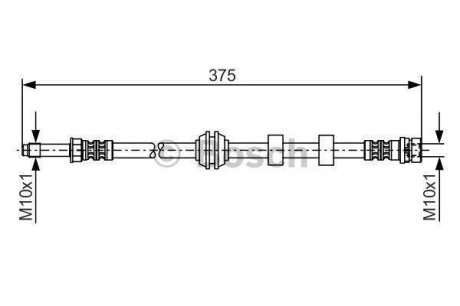 Гальмівний шланг, передня ліва/права (довжина 375мм, M10x1/M10x1) FORD COUGAR, MONDEO I, MONDEO II 1.6-2.5 02.93-12.01 BOSCH 1 987 476 626 (фото 1)