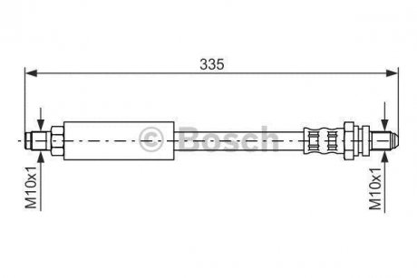 Гальмівний шланг, задній ліва/права (довжина 300мм,діаметр 10мм, M10x1/M10x1) FORD ESCORT CLASSIC, ESCORT VI 1.3-1.8D 01.95-08.00 BOSCH 1987476627