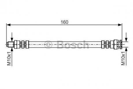 Тормозной шланг, задний левая/правая (длина 160мм, M10x1/M10x1) ALFA ROMEO 155, 33; CITROEN JUMPER; FIAT BARCHETTA, BRAVO I, COUPE, DUCATO, MAREA, MULTIPLA, PUNTO, TEMPRA, TIPO 1.4-2.8D 07.87- BOSCH 1987476629 (фото 1)
