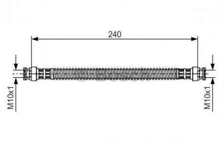 Тормозной шланг, задний правый (длина 240мм, M10x1/M10x1) CITROEN XSARA, ZX; PEUGEOT 306 1.1-2.0D 03.91-08.05 BOSCH 1987476676