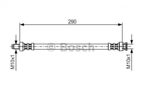 Тормозной шланг, задний левая/правая (длина 290мм, M10x1/M10x1) CITROEN C25; FIAT DUCATO; PEUGEOT J5 1.8-2.5D 09.81-07.94 BOSCH 1987476688 (фото 1)