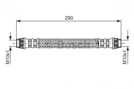 Гальмівний шланг, задній ліва/права (довжина 265мм, M10x1/M10x1) RENAULT MEGANE I, MEGANE I CLASSIC, MEGANE I COACH, MEGANE SCENIC, SCENIC I 1.4-2.0 08.95-09.03 BOSCH 1987476702