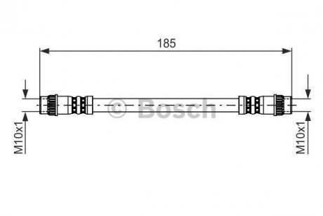 Тормозной шланг, задний левая/правая (длина 185мм, M10x1/M10x1) RENAULT AVANTIME, CLIO III, ESPACE III, GRAND SCENIC II, KANGOO, KANGOO EXPRESS, MEGANE II, MODUS, SCENIC II 1.2-Electric 1 BOSCH 1987476711 (фото 1)