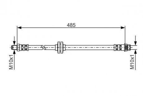 Гальмівний шланг, передня ліва/права (довжина 469мм, M10x1/M10x1) RENAULT CLIO III, MODUS 1.2-1.6 09.04- BOSCH 1987476827 (фото 1)