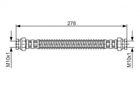 Гальмівний шланг вигнута задній ліва (довжина 258мм, M10x1/M10x1) HYUNDAI GETZ 1.1-1.6 09.02-12.10 BOSCH 1987476850