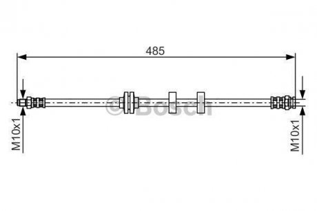 Гальмівний шланг, передня ліва/права (довжина 460мм, M10x1/M10x1) FIAT PALIO, SIENA 1.0-1.7D 04.96- BOSCH 1 987 476 860