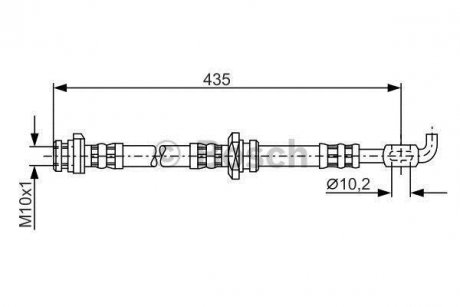 Гальмівний шланг, передня ліва/права (довжина 425мм,діаметр 10,5мм, M10x1, пружний елемент) ISUZU TROOPER I; OPEL CAMPO, FRONTERA A, FRONTERA A SPORT 2.0-3.1D 11.85-12.01 BOSCH 1 987 476 911