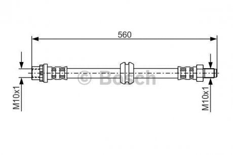 Тормозной шланг, передняя левая/правая (длина 560мм, M10x1/M10x1) MG MG ZT, MG ZT-T; ROVER 75 1.8-4.6 02.99-07.05 BOSCH 1987476923