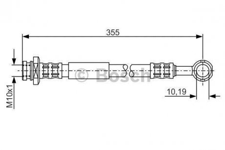 Тормозной шланг, передняя правая (длина 355мм, 10мм, M10x1/M10x1, кожух) SUZUKI JIMNY 1.3/1.5D 09.98- BOSCH 1 987 476 933 (фото 1)