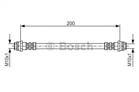 Гальмівний шланг, задній ліва/права (довжина 190мм, M10x1/M10x1) AUDI A2 1.2D-1.6 02.00-08.05 BOSCH 1 987 476 946